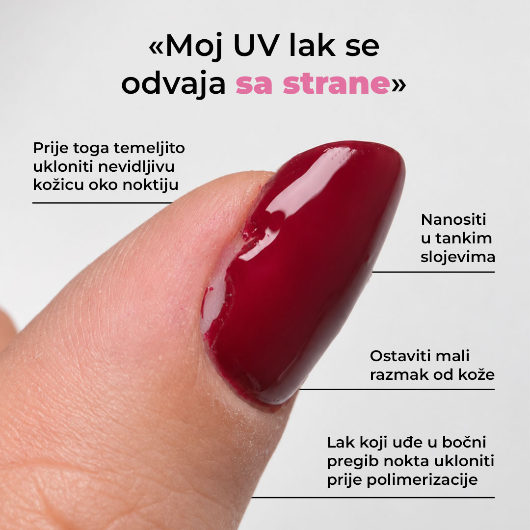 Gel lak se odvaja bočno